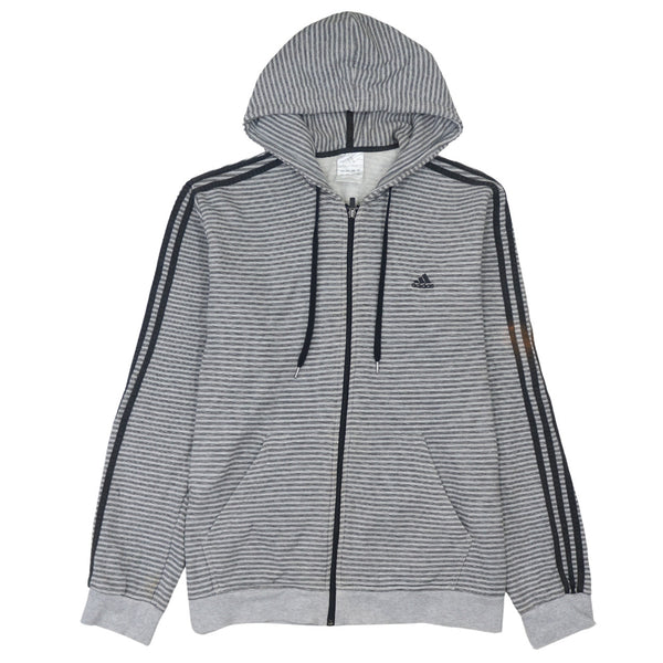 Adidas 90's Striped Sleeve Full Zip Up Hoodie XLarge Black