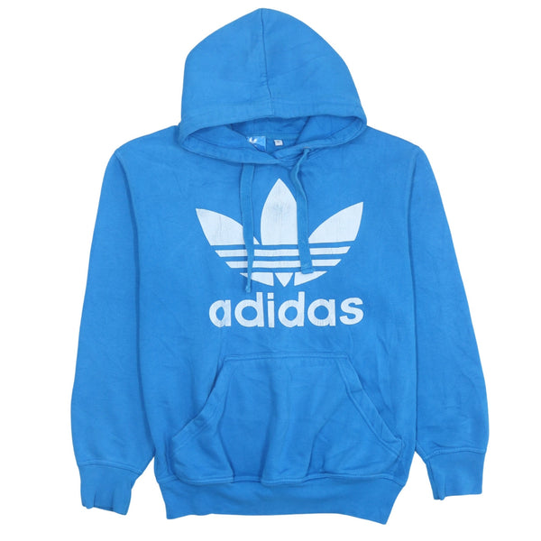 Adidas Vintage 90's Spellout Blue Hoodie Small Cotton Pullover