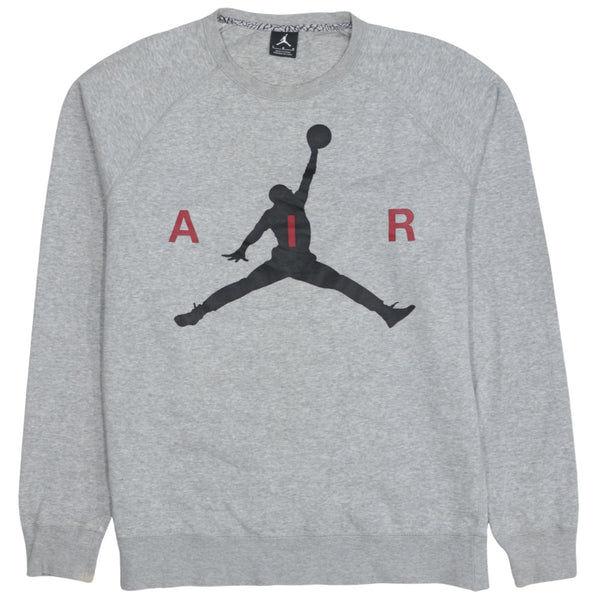Jordan 90's Spellout Crew Neck Sweatshirt Large Grey