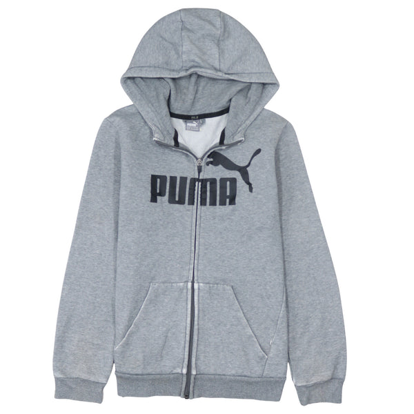 Puma 90's Spellout Full Zip Up Hoodie XLarge Grey