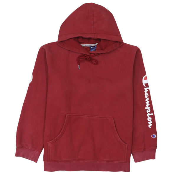 Champion 90's Drawstring Pockets Pullover Hoodie XLarge Red