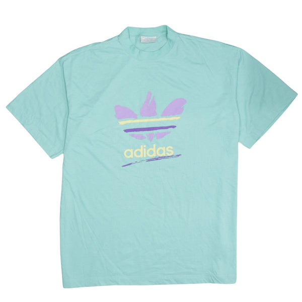 Adidas 90's Spellout Short Sleeves T Shirt XLarge Blue