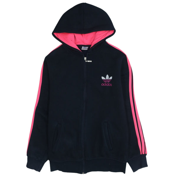Adidas Vintage 90's Navy Striped Sleeve Full Zip Up Small Hoodie