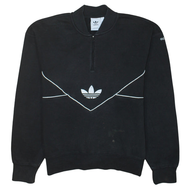 Adidas 90's Lightweight Quarter Zip Sweatshirt Small Black