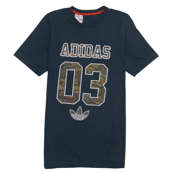 Adidas 90's Spellout Short Sleeves T Shirt XSmall  Navy Blue