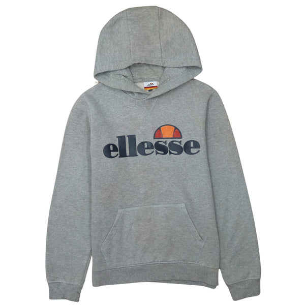 Ellesse 90's Vintage Grey Spellout Pullover Hoodie Large