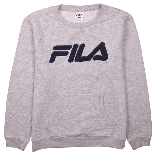 Vintage Fila 90's Grey Spellout Crew Neck Sweatshirt Women's Large