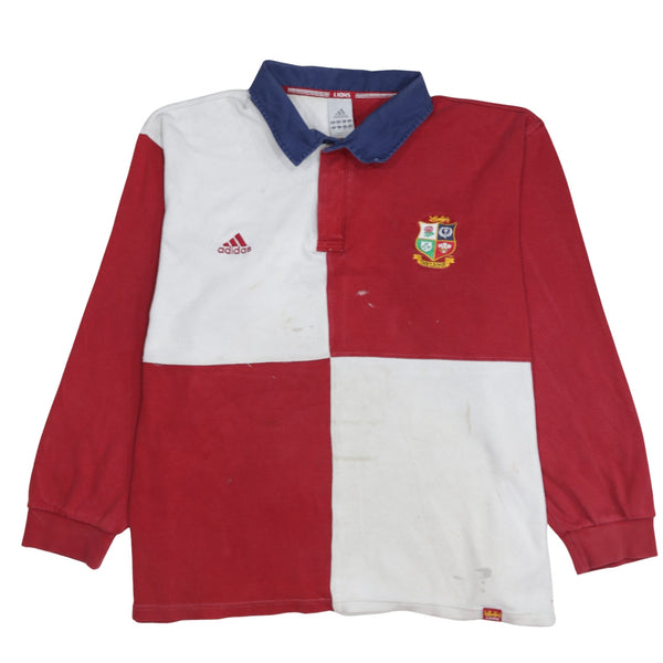 Adidas 90's Long Sleeve Quarter Button Polo Shirt XLarge Red