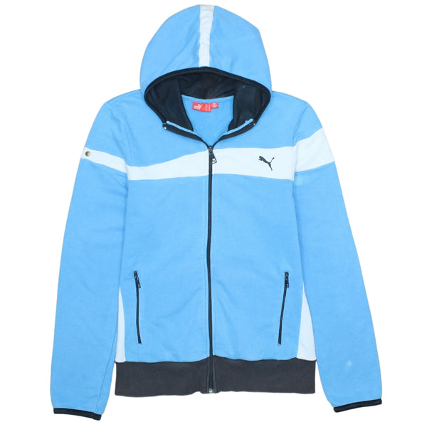 Vintage Puma 1990s XLarge Blue Cotton Sportswear Zip-Up Hoodie