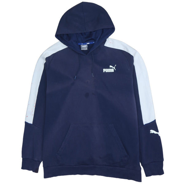 Puma 90's Vintage Drawstring Pockets Pullover Hoodie XL Navy Blue