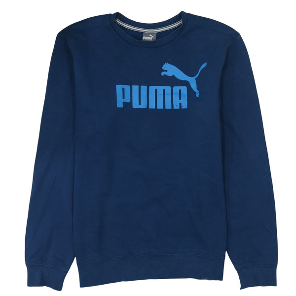 Puma 90's Spellout Crew Neck Sweatshirt Large Navy Blue