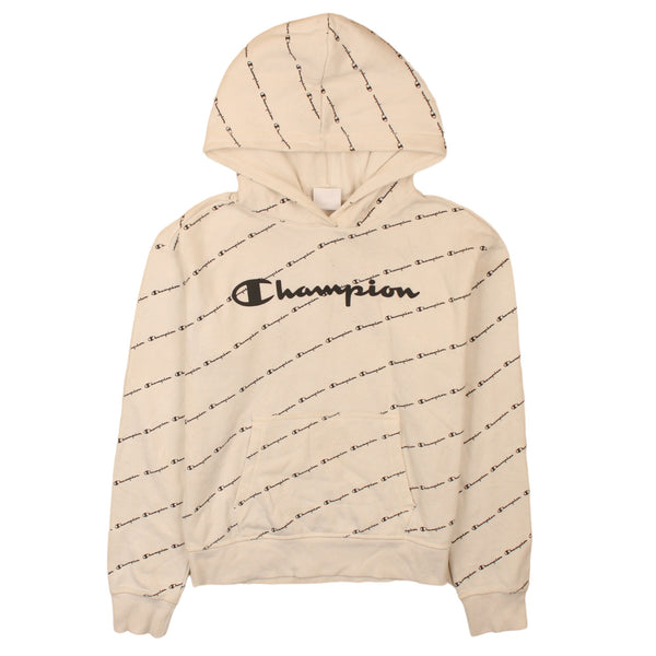 Champion Women's 90s Beige Cream XLarge Spellout Pullover Hoodie