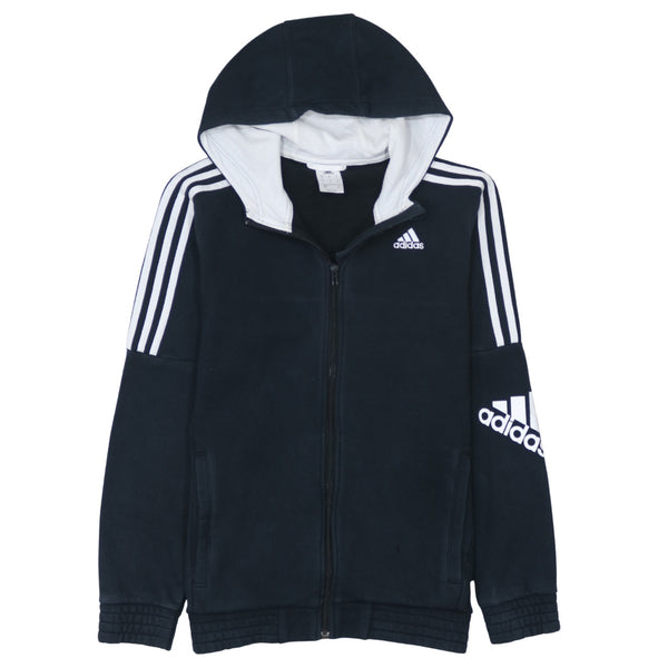 Adidas 90's Striped Sleeve Full Zip Up Hoodie Small Black