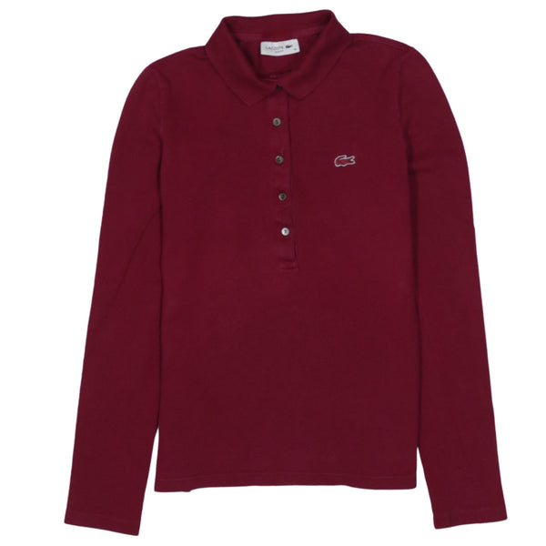 Lacoste 90's Long Sleeve Half Button Polo Shirt XSmall  Red