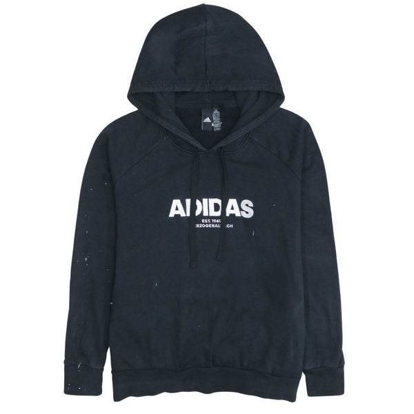 Adidas 90's Vintage Black Spellout Pullover Hoodie Large Cotton