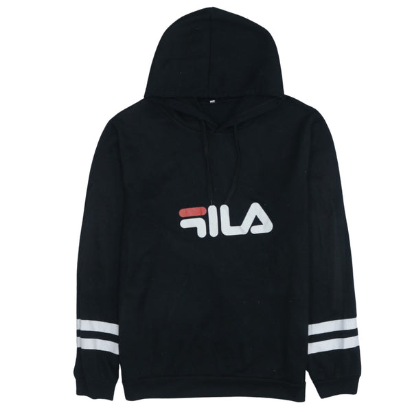 Fila 90's Vintage Black Spellout Pullover Hoodie Small Cotton Retro
