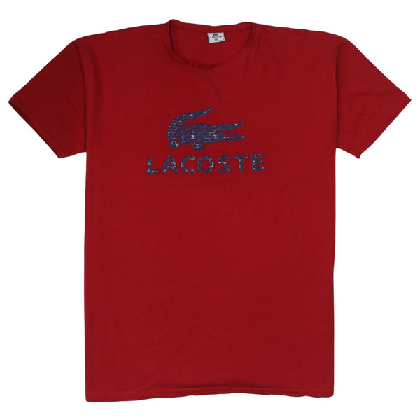 Lacoste 90's Spellout Short Sleeves T Shirt XXXLarge (3XL) Red