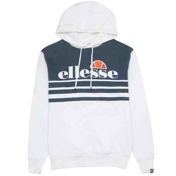 Ellesse 90's Vintage Spellout Pullover Hoodie XSmall White