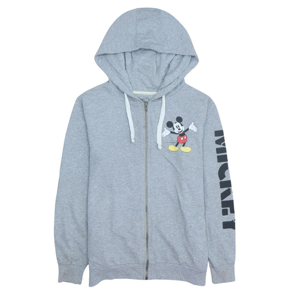 Disney 90's Mickey Mouse Full Zip Up Hoodie XLarge  Grey
