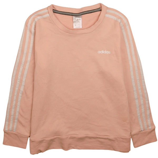 Adidas Vintage 90's Pink Crew Neck Sweatshirt Large Striped Sleeves