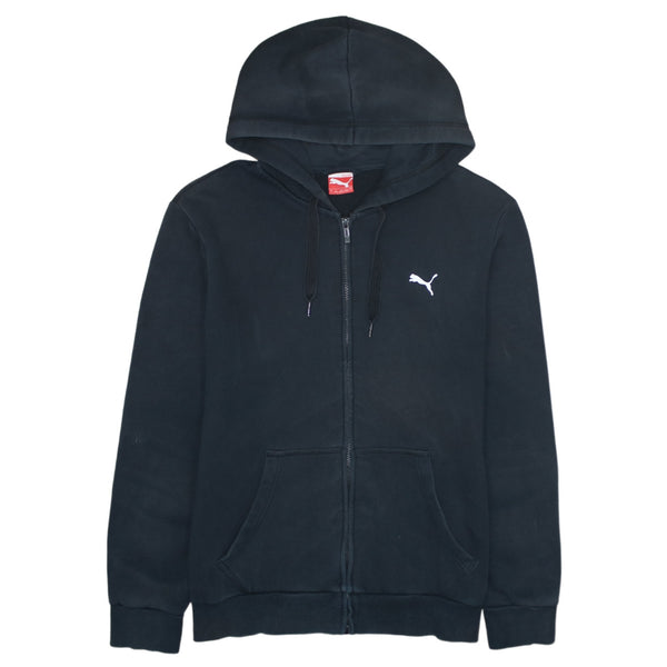 Puma 90's Drawstring Pockets Full Zip Up Hoodie Large Black