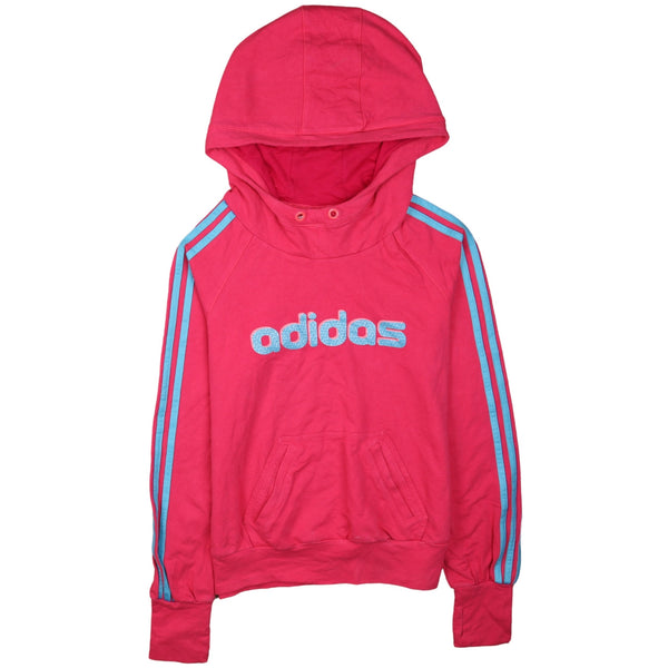 Adidas 90's Pink Hoodie Medium Striped Spellout Vintage Look