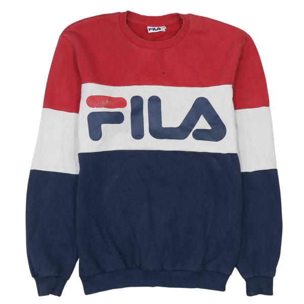 Fila 90's Vintage Spellout Crew Neck Sweatshirt XS Navy Blue