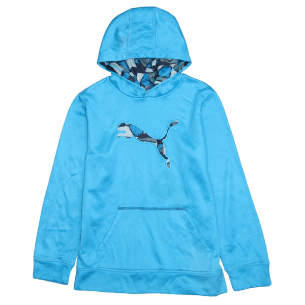 Puma 90's Vintage Spellout Pullover Hoodie Large Blue