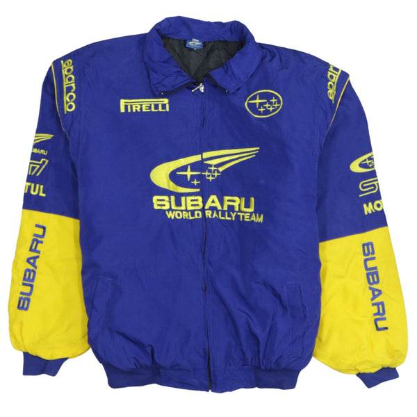 Subaru 90's Spellout Full Zip Up Nascar Jacket XLarge Blue