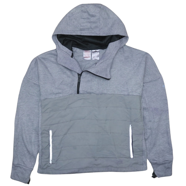 Adidas Vintage 90's Grey Sportswear Quarter Zip Hoodie Size Large