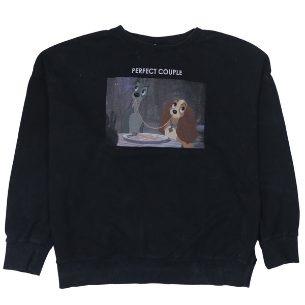 Vintage Disney 90's Lady And The Tramp Black Crew Neck Sweatshirt M