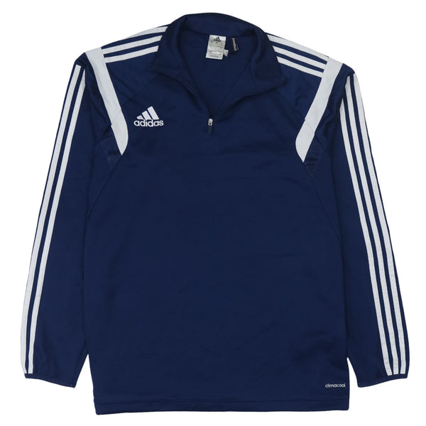 Adidas 90's Striped Sleeve Quarter Zip Sweatshirt Large Navy Blue