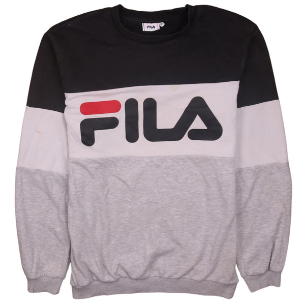 Fila Vintage 90s Spellout Crew Neck Sweatshirt Medium Black Retro