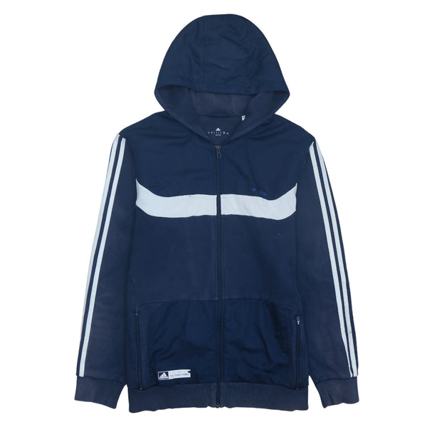 Adidas Vintage 90's Navy Blue Striped Sleeve Hoodie Men's Large