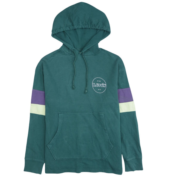 Levi's 90's Small Green Drawstring Pockets Cotton Pullover Hoodie