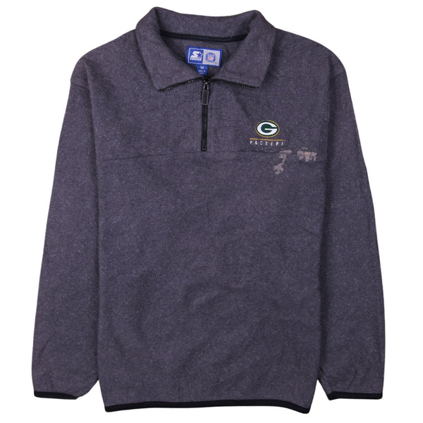 Vintage 90's Packers Starter Fleece Quarter Zip Jumper Grey Medium
