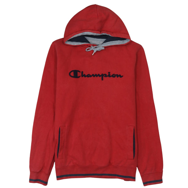 Champion 90's Spellout Pullover Hoodie Large Red