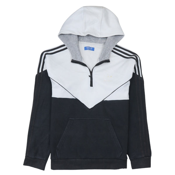 Adidas 90's Striped Sleeve Quarter Zip Hoodie Small  Black