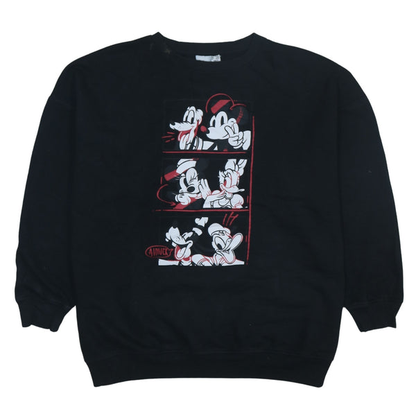 Vintage 90's Disney Black Mickey Mouse Crew Neck Sweatshirt Medium