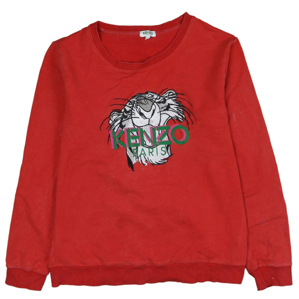 Kenzo Vintage 90's Spellout Crew Neck Sweatshirt XXL Red