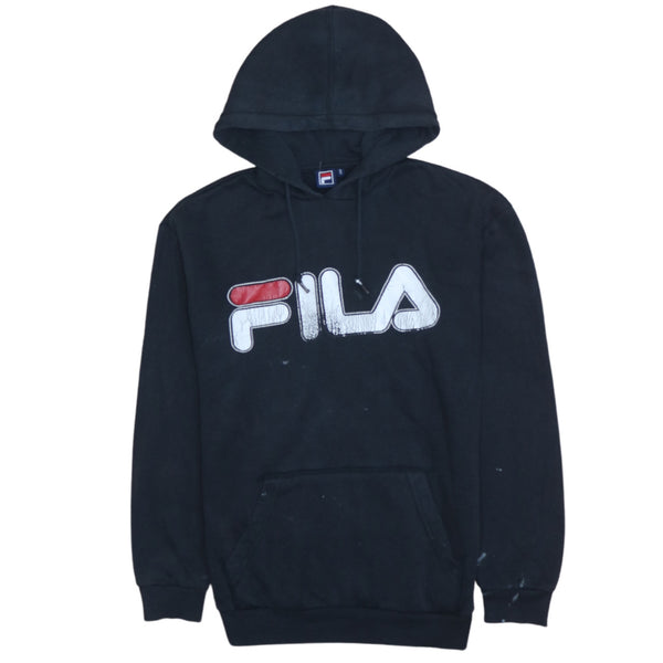 Fila 90's Spellout Pullover Hoodie Small Black