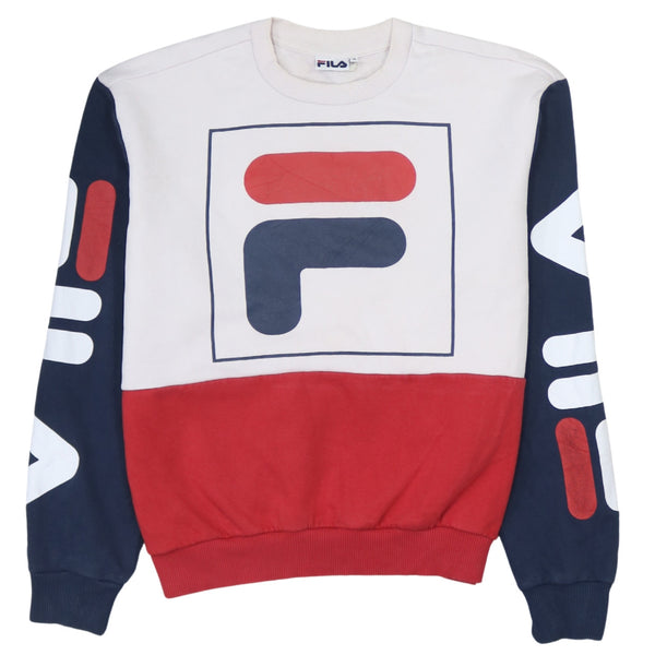 Vintage 90's Fila Spellout Red Crew Neck Sweatshirt Mens Small
