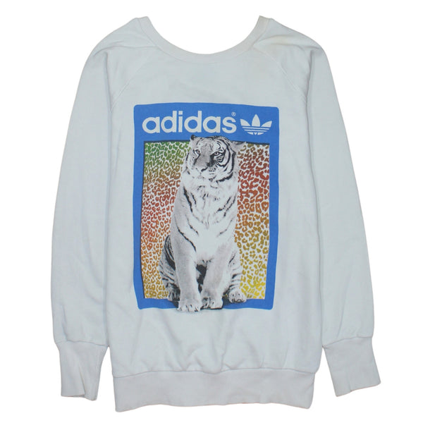 Adidas 90's Spellout Crew Neck Sweatshirt Small  Beige Cream