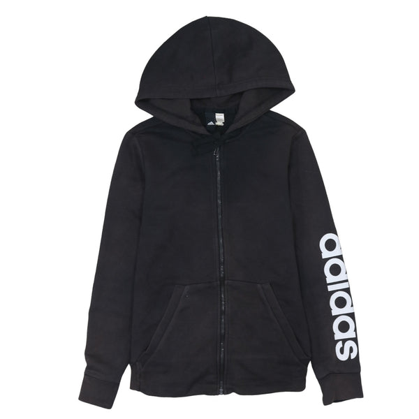 Adidas 90's Drawstring Pockets Full Zip Up Hoodie XSmall  Black