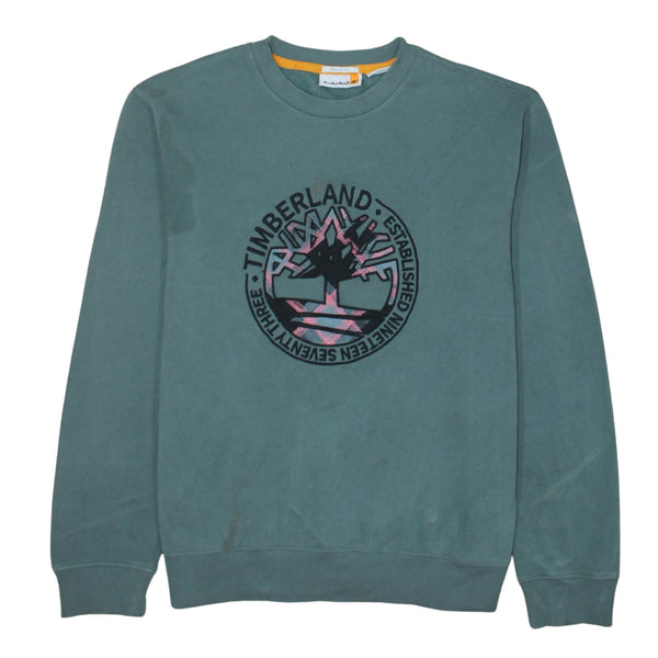 Timberland 90's Spellout Crew Neck Sweatshirt Medium Green