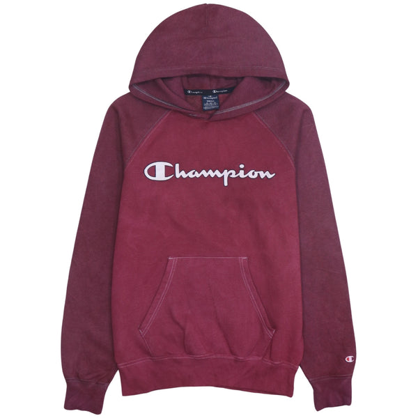 Vintage Red Champion 90's Spellout Pullover Hoodie Small Men