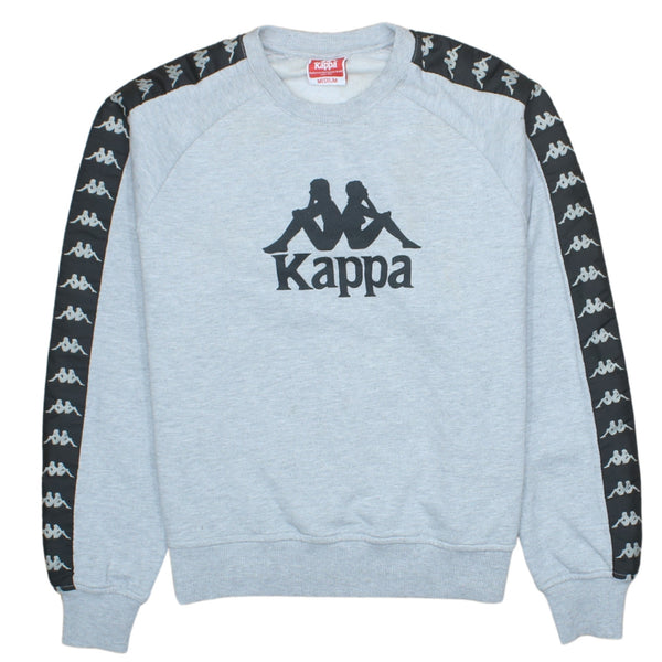 Vintage Kappa 90s Grey Crew Neck Spellout Sweatshirt - Men's Medium