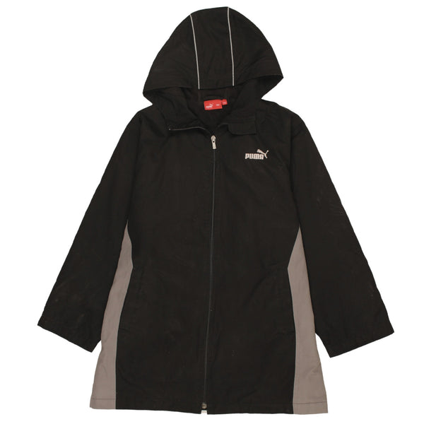 Vintage 90's Puma Hooded Full Zip Windbreaker Women's Large Black