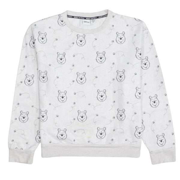 Disney 90's Winnie The Pooh Crew Neck Sweatshirt Medium Grey