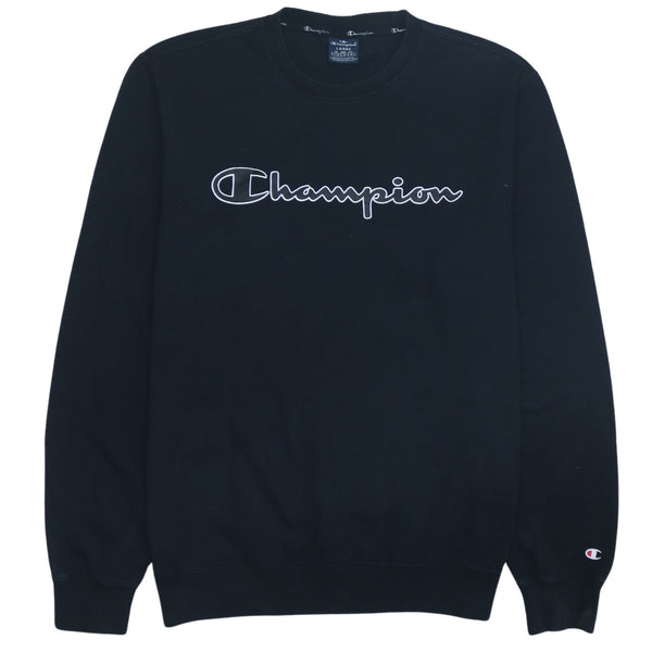 Vintage Champion 90's Black Spellout Crew Neck Sweatshirt Large